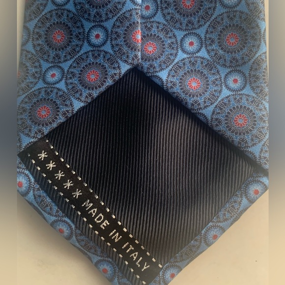 Ermenegildo Zegna Blue Silk Geometric Made In Italy Tie - Picture 4 of 9